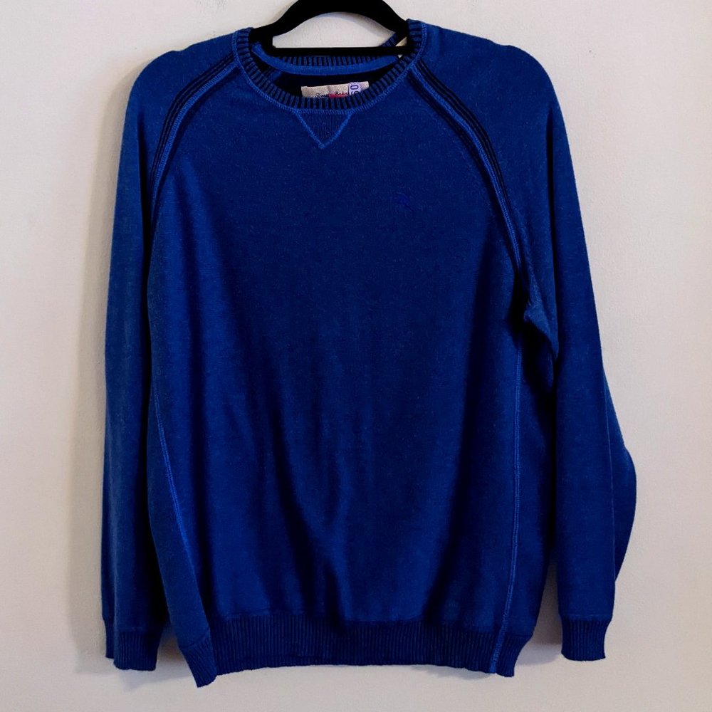 Tommy Bahama Crew Neck Sweater Blue Size Small 100% Cotton